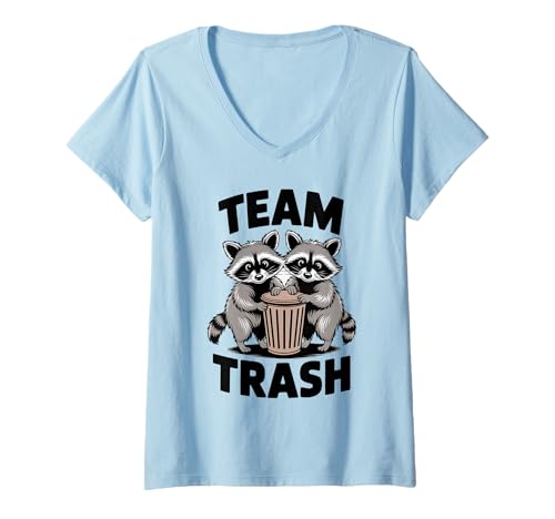 Damen Lustiger Waschbär Meme Humor Opossum Fun Team Trash Waschbären T-Shirt mit V-Ausschnitt Damen Lustiger Waschbär Meme Humor Opossum Fun Team Trash Waschbären T-Shirt mit V-Ausschnitt von Funny Raccoon Unhinged Meme Gifts Men Women Kids