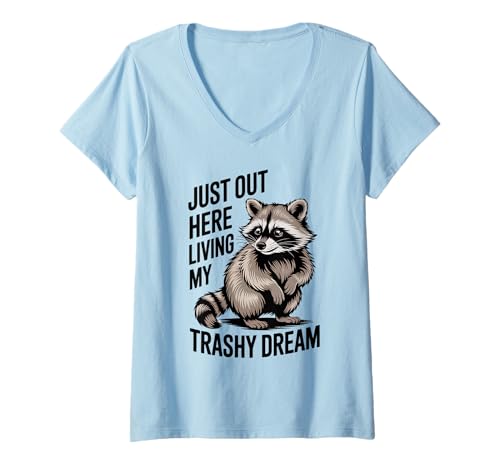 Damen Lustiger Waschbär Meme Humor Opossum Fun Trashy Raccoon Trash T-Shirt mit V-Ausschnitt Damen Lustiger Waschbär Meme Humor Opossum Fun Trashy Raccoon Trash T-Shirt mit V-Ausschnitt von Funny Raccoon Unhinged Meme Gifts Men Women Kids