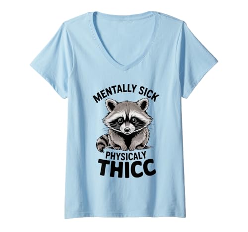 Damen Lustiger Waschbär Meme Humor Opossum Fun Unhinged Geisteskrank T-Shirt mit V-Ausschnitt Damen Lustiger Waschbär Meme Humor Opossum Fun Unhinged Geisteskrank T-Shirt mit V-Ausschnitt von Funny Raccoon Unhinged Meme Gifts Men Women Kids