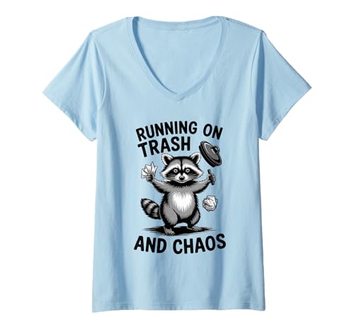 Damen Lustiger Waschbär Meme Humor Opossum Running on Trash And Chaos T-Shirt mit V-Ausschnitt Damen Lustiger Waschbär Meme Humor Opossum Running on Trash And Chaos T-Shirt mit V-Ausschnitt von Funny Raccoon Unhinged Meme Gifts Men Women Kids
