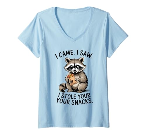 Damen Lustiger Waschbär Meme Humor Vintage Opossum Fun Retro Waschbär T-Shirt mit V-Ausschnitt Damen Lustiger Waschbär Meme Humor Vintage Opossum Fun Retro Waschbär T-Shirt mit V-Ausschnitt von Funny Raccoon Unhinged Meme Gifts Men Women Kids