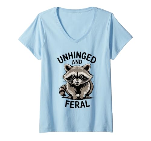 Damen Lustiger unaufklappbarer und wilder Waschbär Meme Humor Opossum Fun T-Shirt mit V-Ausschnitt Damen Lustiger unaufklappbarer und wilder Waschbär Meme Humor Opossum Fun T-Shirt mit V-Ausschnitt von Funny Raccoon Unhinged Meme Gifts Men Women Kids