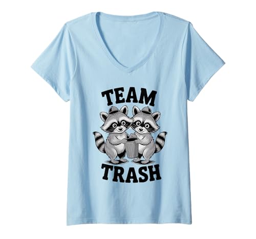 Damen Team Trash Lustiger Waschbär Meme Humor Opossum Fun Vintage T-Shirt mit V-Ausschnitt Damen Team Trash Lustiger Waschbär Meme Humor Opossum Fun Vintage T-Shirt mit V-Ausschnitt von Funny Raccoon Unhinged Meme Gifts Men Women Kids