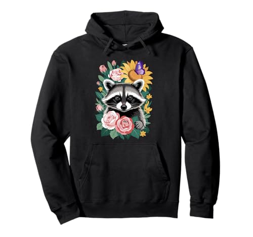 Floral Waschbär Boho Grafik Design Blumen Waschbär Mädchen Pullover Hoodie Floral Waschbär Boho Grafik Design Blumen Waschbär Mädchen Pullover Hoodie von Funny Raccoon Unhinged Meme Gifts Men Women Kids
