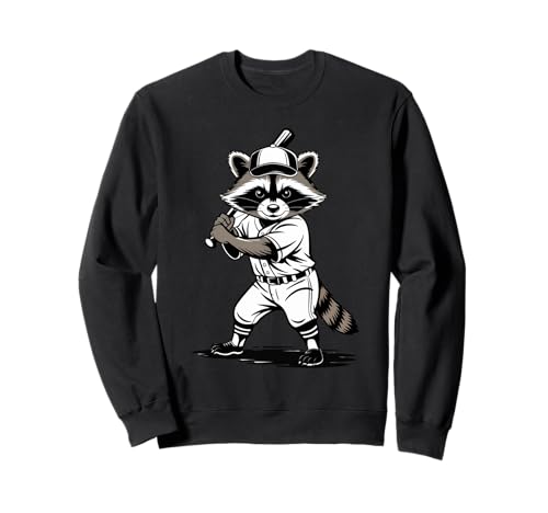 Lustiger Waschbär Baseballspieler Humor Waschbär Sport Junge Mädchen Sweatshirt von Funny Raccoon Unhinged Meme Gifts Men Women Kids