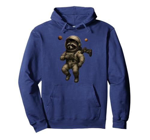 Waschbär Astronaut im Weltraum spielt Videospiele Männer Frauen Kind Pullover Hoodie von Funny Raccoon Video Games Apparel For Kids Boys
