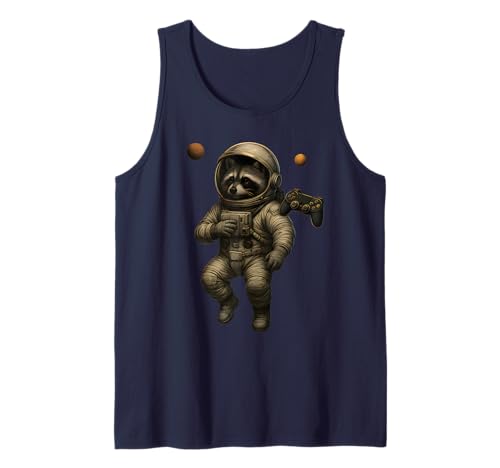 Waschbär Astronaut im Weltraum spielt Videospiele Männer Frauen Kind Tank Top von Funny Raccoon Video Games Apparel For Kids Boys