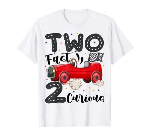 Two Fast 2 Curious Racing Geschenk zum 2. Geburtstag für Jungen und Mädchen T-Shirt von Funny Racing Birthday Gift for Boys