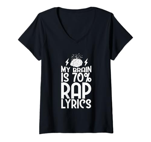 Damen Lustiges My Brain is Rap-Liedtext, Geschenk für Rap-Liebhaber T-Shirt mit V-Ausschnitt Damen Lustiges My Brain is Rap-Liedtext, Geschenk für Rap-Liebhaber T-Shirt mit V-Ausschnitt von Funny Rap Fans Shirts And Gifts For Rappers