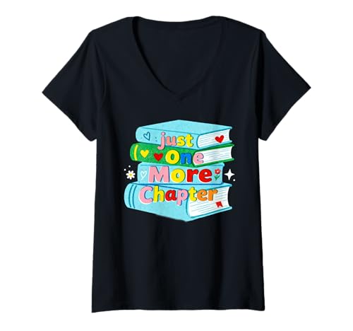 Damen Just One More Chapter Book Lovers Reading T-Shirt mit V-Ausschnitt Damen Just One More Chapter Book Lovers Reading T-Shirt mit V-Ausschnitt von Funny Readers Book Enthusiasts