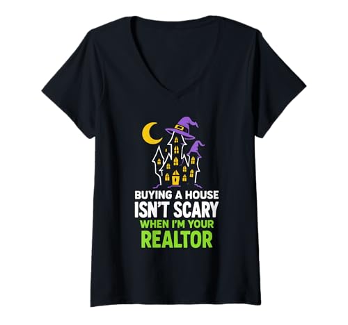 Damen EIN Haus zu kaufen ist Nicht gruselig, wenn ich Ihr Makler Bin T-Shirt mit V-Ausschnitt von Funny Real Estate Halloween by NLTS