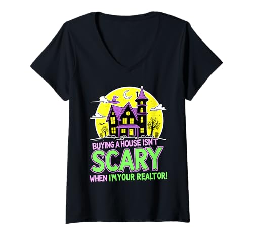 Damen EIN Haus zu kaufen ist Nicht gruselig, wenn ich Ihr Makler Bin T-Shirt mit V-Ausschnitt von Funny Real Estate Halloween by NLTS