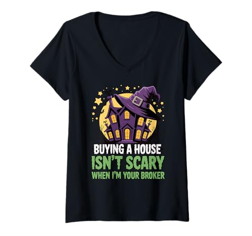 Damen EIN Haus zu kaufen ist Nicht gruselig, wenn ich der Makler Bin T-Shirt mit V-Ausschnitt von Funny Real Estate Halloween by NLTS