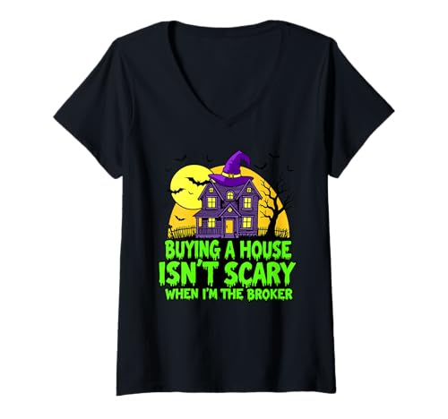 Damen EIN Haus zu kaufen ist Nicht gruselig, wenn ich der Makler Bin T-Shirt mit V-Ausschnitt von Funny Real Estate Halloween by NLTS
