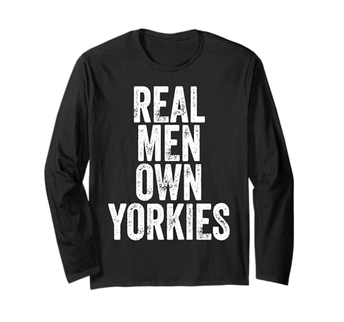 Real Men Own Yorkies Shirt Father's Day Yorkie Dad Langarmshirt von Funny Real Men Own Yorkies Shirts