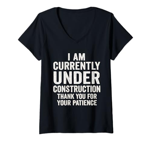 Damen Currently Under Construction Get Well Soon T-Shirt mit V-Ausschnitt Damen Currently Under Construction Get Well Soon T-Shirt mit V-Ausschnitt von Funny Recovery Humor Patience Tees