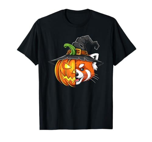 Roter Panda Kürbis Jack O Laterne Halloween Kinder Herren Damen T-Shirt von Funny Red Panda Lovers Halloween Pumpkin Outfits