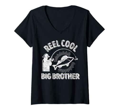 Damen Reel Cool Big Brother Shirt Funny Fisherman Christmas T-Shirt mit V-Ausschnitt Damen Reel Cool Big Brother Shirt Funny Fisherman Christmas T-Shirt mit V-Ausschnitt von Funny Reel Cool Big Brother TShirt