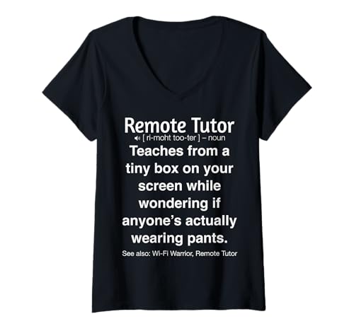 Damen Lustiger Fernlehrer Online-Unterricht T-Shirt mit V-Ausschnitt Damen Lustiger Fernlehrer Online-Unterricht T-Shirt mit V-Ausschnitt von Funny Remote Tutor Gifts for Online Teaching