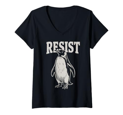 Damen Resist Penguins Activism We Stand with Penguins Vintage-T-Shirt T-Shirt mit V-Ausschnitt von Funny Resist We Stand With The Penguins outfit Tee