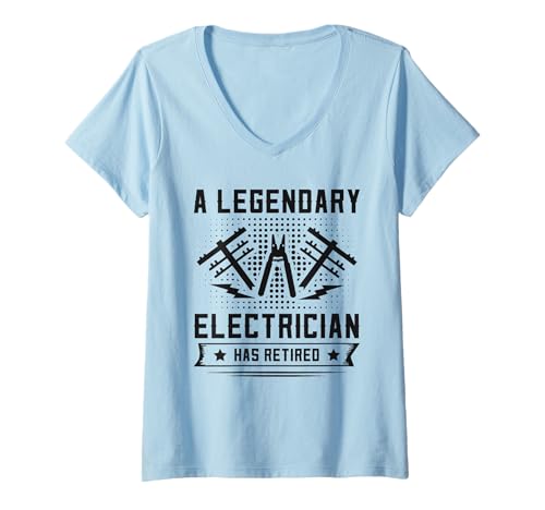 Damen Elektriker im Ruhestand Humor Ruhestand Elektriker T-Shirt mit V-Ausschnitt Damen Elektriker im Ruhestand Humor Ruhestand Elektriker T-Shirt mit V-Ausschnitt von Funny Retired Electrician Gifts
