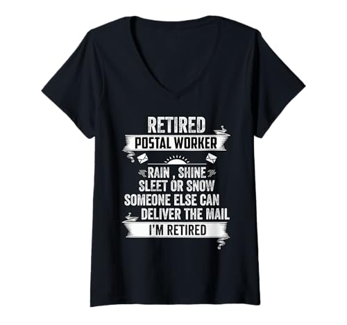 Damen Retired Post Office Postangestellter Lustiger Ruhestand Postbote T-Shirt mit V-Ausschnitt Damen Retired Post Office Postangestellter Lustiger Ruhestand Postbote T-Shirt mit V-Ausschnitt von Funny Retired Postal Worker Retirement Apparel Co.