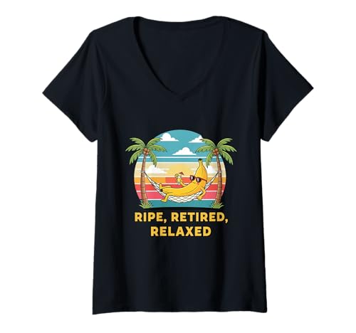 Damen Ripe Retired Relaxed Lustiges Bananen-Alters-T-Shirt T-Shirt mit V-Ausschnitt Damen Ripe Retired Relaxed Lustiges Bananen-Alters-T-Shirt T-Shirt mit V-Ausschnitt von Funny Retirement Banana Tees