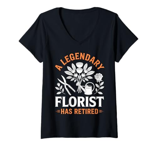 Damen Der legendäre Florist ist in den Ruhestand gegangen | Funny Rentner Gardening T-Shirt mit V-Ausschnitt Damen Der legendäre Florist ist in den Ruhestand gegangen | Funny Rentner Gardening T-Shirt mit V-Ausschnitt von Funny Retirement Gift for Gardener Floral Designer
