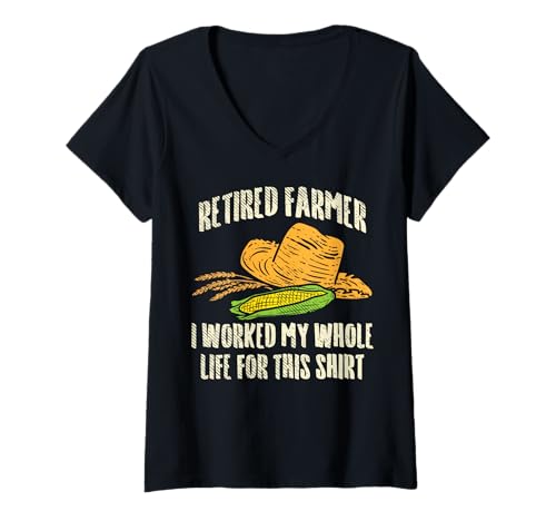 Damen Landwirt im Ruhestand, dafür Habe ich Mein ganzes Leben lang gearbeitet T-Shirt mit V-Ausschnitt Damen Landwirt im Ruhestand, dafür Habe ich Mein ganzes Leben lang gearbeitet T-Shirt mit V-Ausschnitt von Funny Retirement Gifts for Farmers