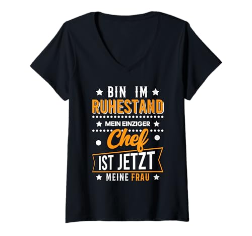 Damen Bin im Ruhestand Mein einziger Chef ist jetzt Meine Frau T-Shirt mit V-Ausschnitt Damen Bin im Ruhestand Mein einziger Chef ist jetzt Meine Frau T-Shirt mit V-Ausschnitt von Funny Retirement Humor Men Design