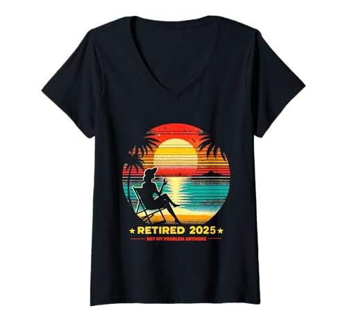 Damen Im Ruhestand ist nicht mehr mein Problem 2025 Frauen im Ruhestand T-Shirt mit V-Ausschnitt Damen Im Ruhestand ist nicht mehr mein Problem 2025 Frauen im Ruhestand T-Shirt mit V-Ausschnitt von Funny Retirement Not My Problem Gag Humor Apparel