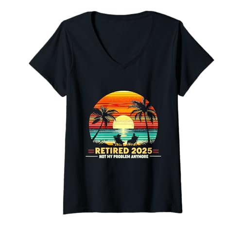 Damen Retired Not My Problem Anymore 2025 Ruhestand Männer Frauen T-Shirt mit V-Ausschnitt Damen Retired Not My Problem Anymore 2025 Ruhestand Männer Frauen T-Shirt mit V-Ausschnitt von Funny Retirement Not My Problem Gag Humor Apparel