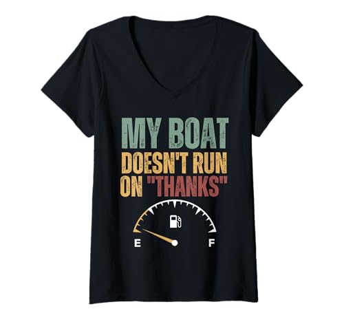 Damen Mein Boot fährt Nicht weiter Danke Motorboat Captain Funny T-Shirt mit V-Ausschnitt Damen Mein Boot fährt Nicht weiter Danke Motorboat Captain Funny T-Shirt mit V-Ausschnitt von Funny Retro Boating Tee