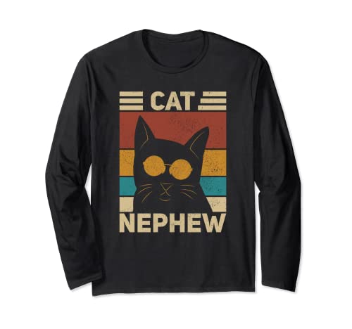 Katze Neffe Schwarze Katze Männer Katzenliebhaber Jungen Katze Thema Lustige Katze Langarmshirt Katze Neffe Schwarze Katze Männer Katzenliebhaber Jungen Katze Thema Lustige Katze Langarmshirt von Funny Retro Cat Clothes & Outfits For Nephew