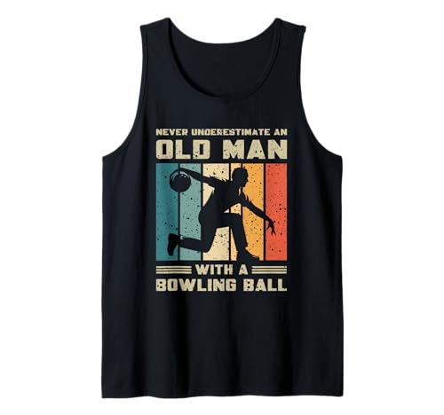 Herren Unterschätze Niemals einen Alten Mann mit Einer Bowlingkugel Retro Tank Top Herren Unterschätze Niemals einen Alten Mann mit Einer Bowlingkugel Retro Tank Top von Funny Retro Old Man With A Bowling Ball For Men