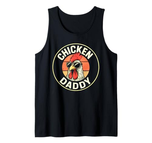 Herren Chicken Daddy – Funny Retro Rooster Vintage Sonnenuntergang Tank Top von Funny Retro Rooster Vintage Chicken Daddy