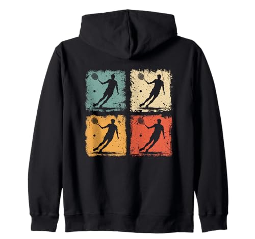 Vintage Tennisspieler in Aktion Damen Herren Tennis Kapuzenjacke Vintage Tennisspieler in Aktion Damen Herren Tennis Kapuzenjacke von Funny Retro Tennis Player Men Women Kids
