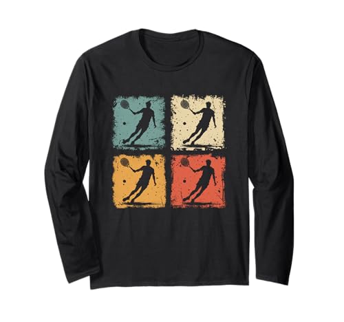 Vintage Tennisspieler in Aktion Damen Herren Tennis Langarmshirt Vintage Tennisspieler in Aktion Damen Herren Tennis Langarmshirt von Funny Retro Tennis Player Men Women Kids