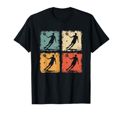 Vintage Tennisspieler in Aktion Damen Herren Tennis T-Shirt Vintage Tennisspieler in Aktion Damen Herren Tennis T-Shirt von Funny Retro Tennis Player Men Women Kids