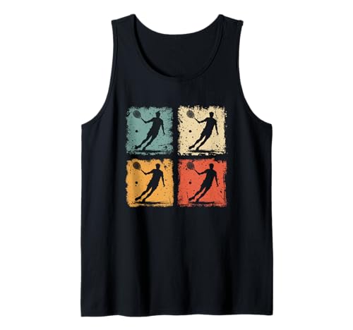 Vintage Tennisspieler in Aktion Damen Herren Tennis Tank Top Vintage Tennisspieler in Aktion Damen Herren Tennis Tank Top von Funny Retro Tennis Player Men Women Kids