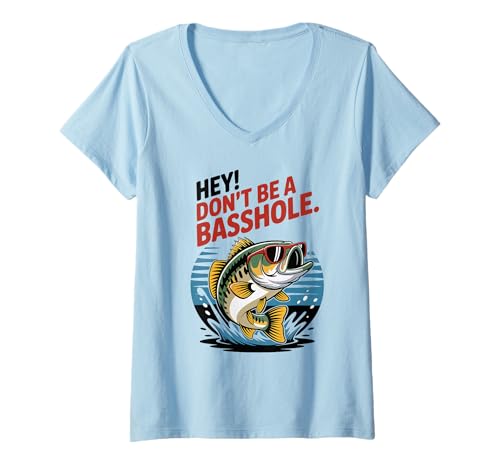 Damen Don't Be A Basshole - Lustiges Retro-Angeln T-Shirt mit V-Ausschnitt Damen Don't Be A Basshole - Lustiges Retro-Angeln T-Shirt mit V-Ausschnitt von Funny Retro Vintage Sarcastic Humor Quotes