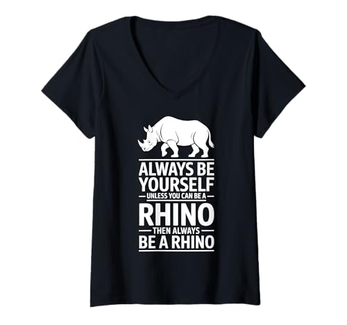 Damen Nashorn Lustiges Nashorn T-Shirt mit V-Ausschnitt Damen Nashorn Lustiges Nashorn T-Shirt mit V-Ausschnitt von Funny Rhino Cool Rhinos Design
