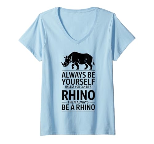 Damen Nashorn Lustiges Nashorn T-Shirt mit V-Ausschnitt Damen Nashorn Lustiges Nashorn T-Shirt mit V-Ausschnitt von Funny Rhino Cool Rhinos Design