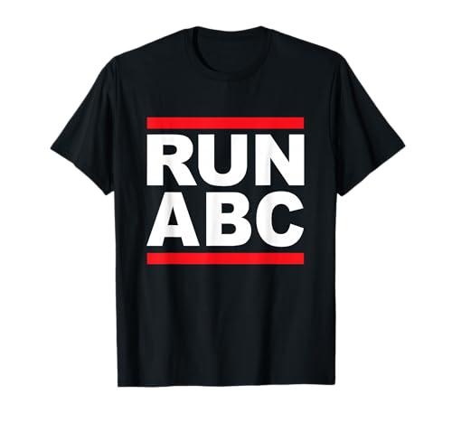 Run ABC Kinder Alphabet Old School Hip Hop Parodie T-Shirt T-Shirt von Funny Rhyming Kids T-Shirts