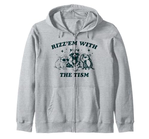 Rizz'em With The Tism Lustiger Waschbär Autismus Meme Männer Frauen Kapuzenjacke von Funny Rizz Em with the Tism Autistic Opossum