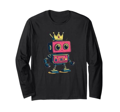 All Hail the Funny Crowned Robot für Erwachsene und Kinder Langarmshirt All Hail the Funny Crowned Robot für Erwachsene und Kinder Langarmshirt von Funny Robot King