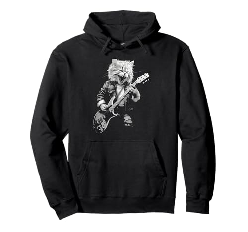 Rock Cat spielt Gitarre mit lustigem Gitarren-Design, für Herren und Damen Pullover Hoodie Rock Cat spielt Gitarre mit lustigem Gitarren-Design, für Herren und Damen Pullover Hoodie von Funny Rock Cat Playing Guitar Mens Womens Outfits