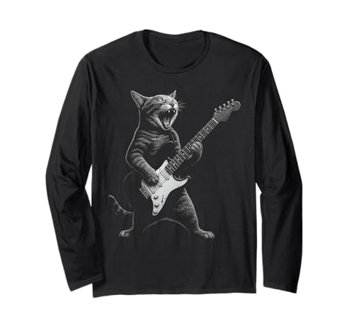 Katze spielt Gitarre, Rockstar, Katzenshirt für Herren, Damen, Kinder Langarmshirt Katze spielt Gitarre, Rockstar, Katzenshirt für Herren, Damen, Kinder Langarmshirt von Funny Rock Cat Tee Game Up