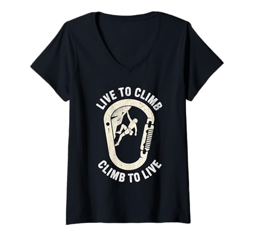 Damen Klettern Live to Climb T-Shirt mit V-Ausschnitt Damen Klettern Live to Climb T-Shirt mit V-Ausschnitt von Funny Rock Climbing Live To Climb