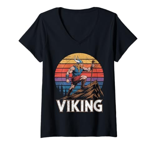 Damen Klettern Wikinger Wandern T-Shirt mit V-Ausschnitt Damen Klettern Wikinger Wandern T-Shirt mit V-Ausschnitt von Funny Rock Climbing Viking Hiking